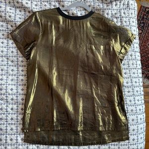 Urban Outfitters Silence + Noise Mesh Gold Shimmer Cotton Ringer Tee